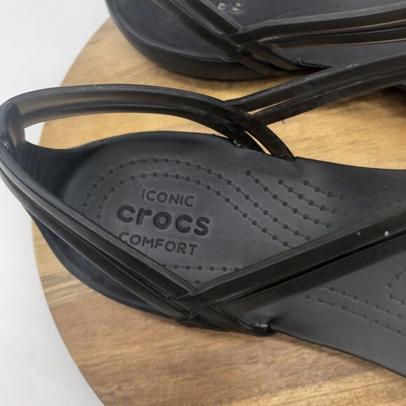 Crocs Isabella Sandals Womens 8 Black Jelly Strappy Summer Cruise Comfort Shoes - Picture 4 of 10